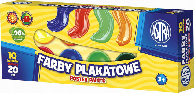 Farby Szkolne Plakatowe Dla Dzieci 10 Kolorów 20 ml 3+ Astra_2