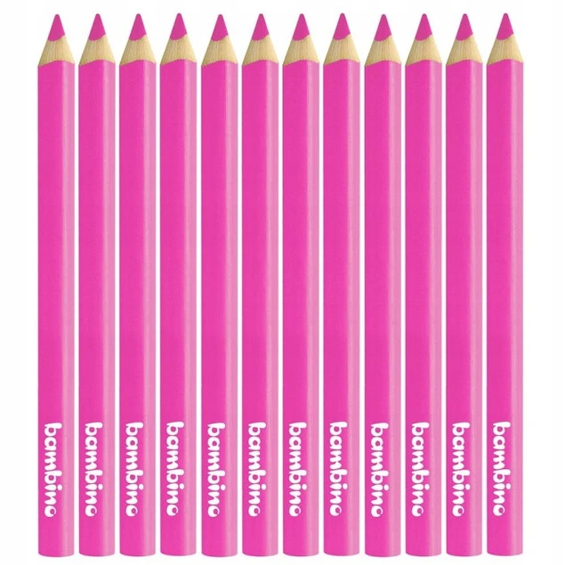 Kredki Trójkątne Grube RÓŻOWE op. 12 Sztuk Bambino_2