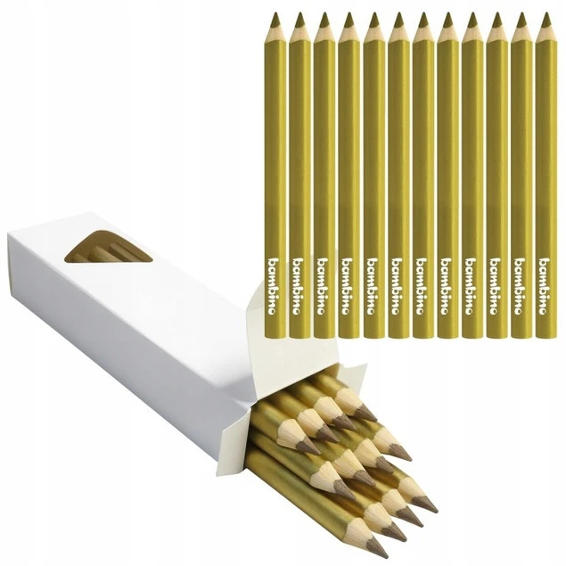 12x Kredki Trójkątne Grube Złote Bambino_1