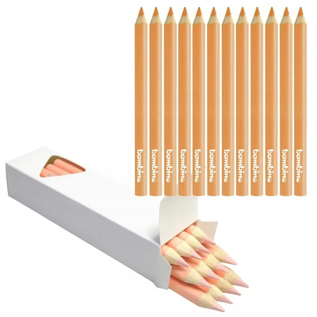 Kredki Trójkątne Grube CIELISTE op. 12 Sztuk Bambino_1