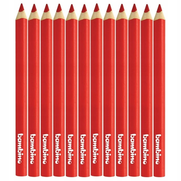 Kredki Trójkątne Grube CZERWONE op. 12 Sztuk Bambino_2