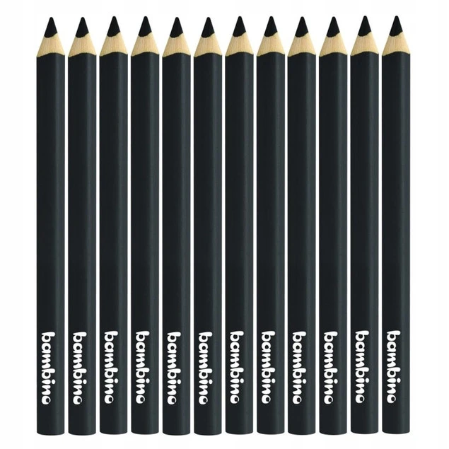 Kredki Trójkątne Grube CZARNE op. 12 Sztuk Bambino_2