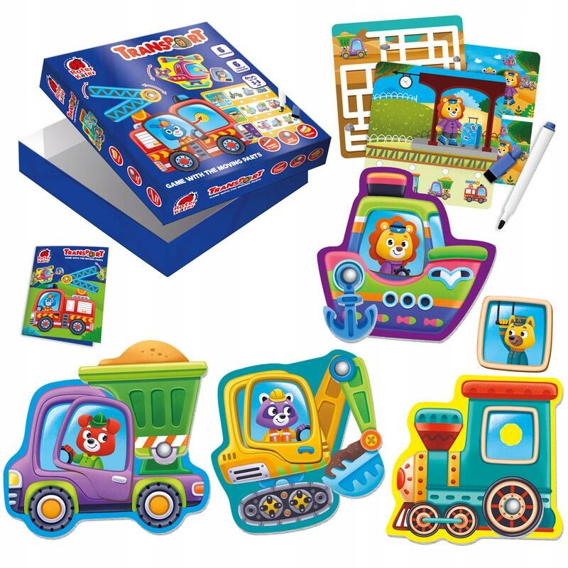 GRA EDUKACYJNA Z RZEPAMI RUCHOME ELEMENTY TRANSPORT ROTER KAFER_1