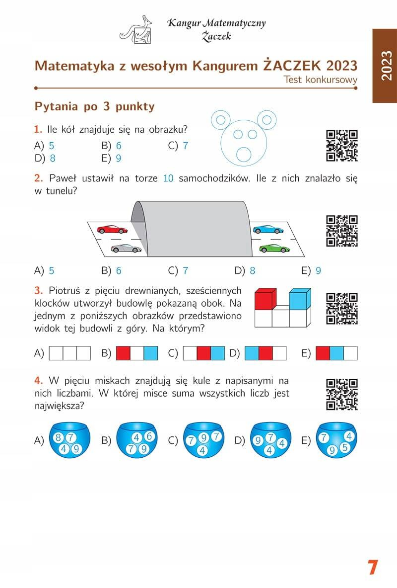 Matematyka Z Wesołym Kangurem Żaczek 2023 kl. 2 Kangur Matematyczny_3