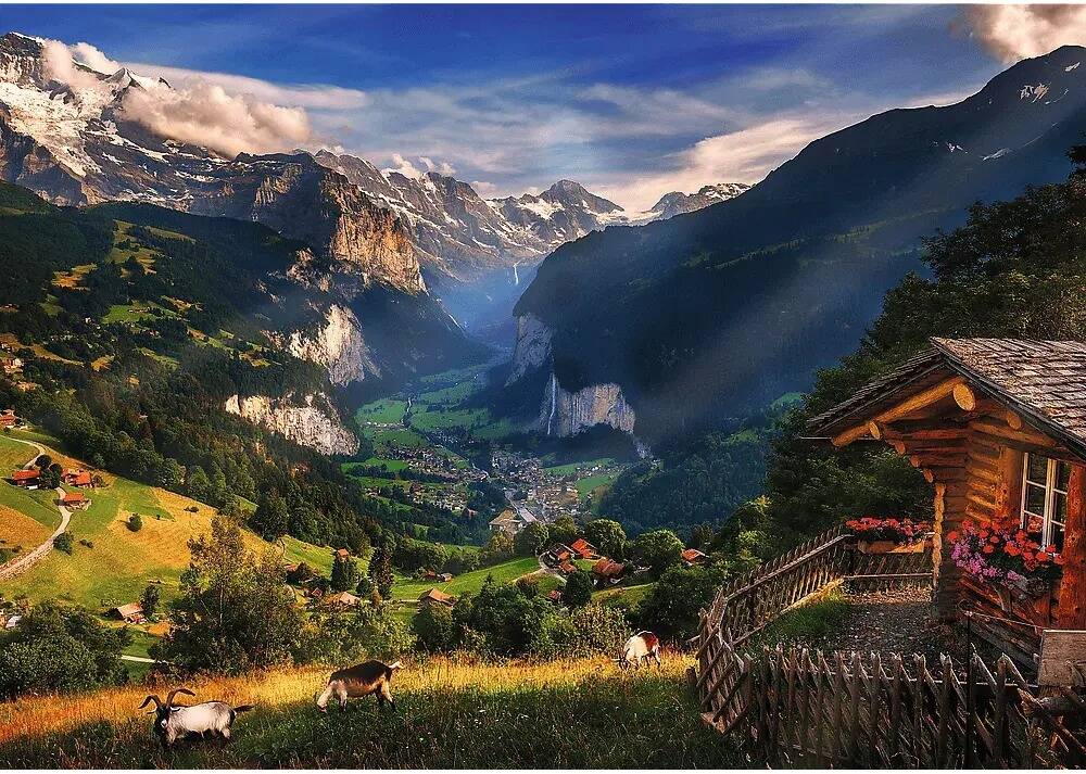 Puzzle 1000 Układanka SZWAJCARIA Dolina Lauterbrunnen Alepjsa Dolina 12+_1