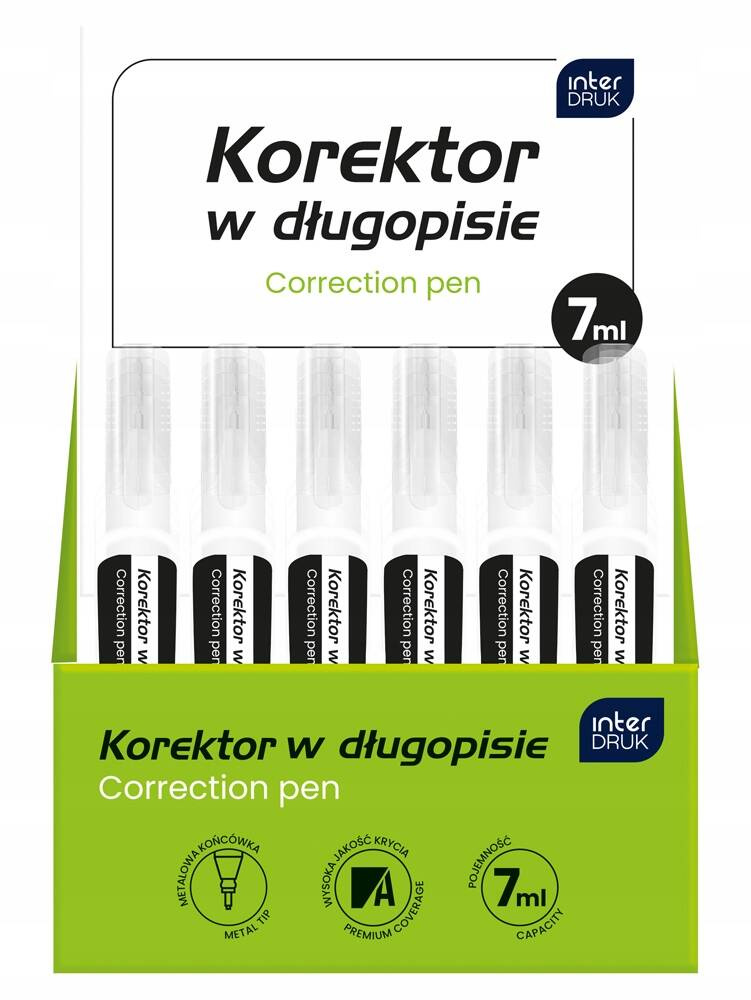 Korektor w Długopisie Superkryjący i Szybkoschnący 7 ml Interdruk_2