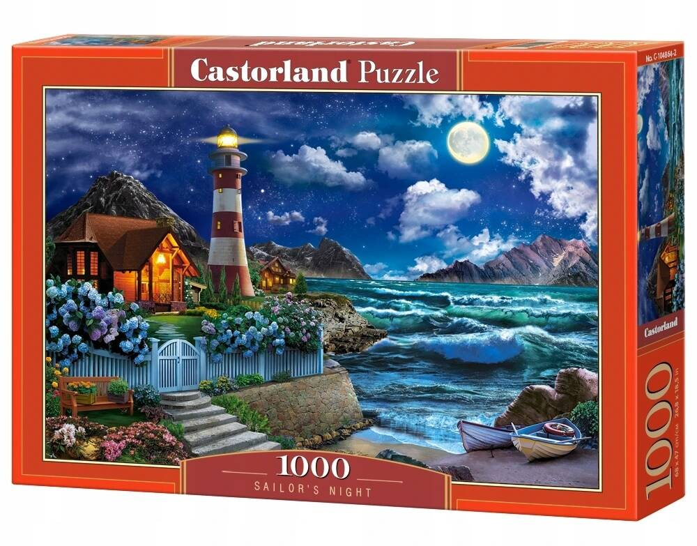 Puzzle 1000 Układanka Widok LATARNIA Morze Noc Domek 9+ Castorland_2