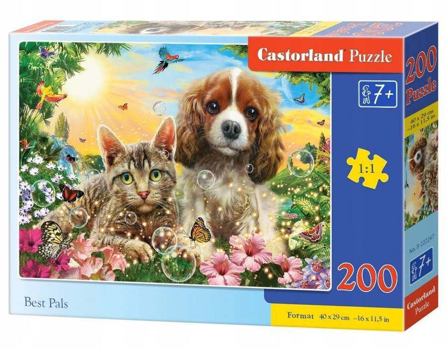 Puzzle 200 Układanka PIESEK i KOTEK Zwierzątka Natura Obraz 7+ Castorland_2