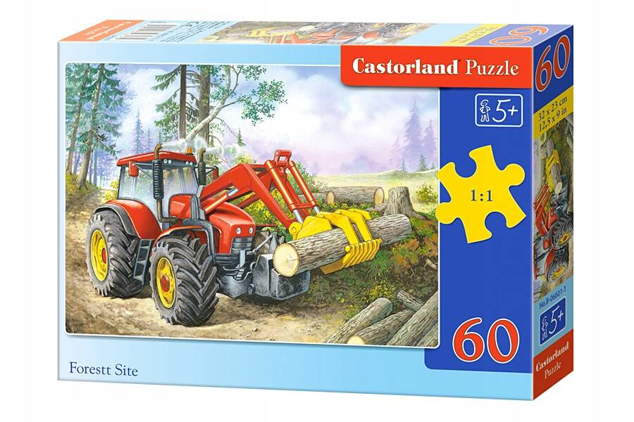 Puzzle 60 Układanka Dla Dzieci Auto Traktor Maszyna Las Wycinka 5+ Castor_2