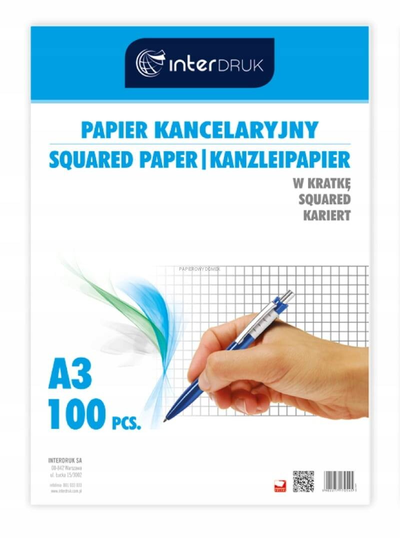 Papier Kancelaryjny A3 100 Arkuszy Kratka Interdruk_1