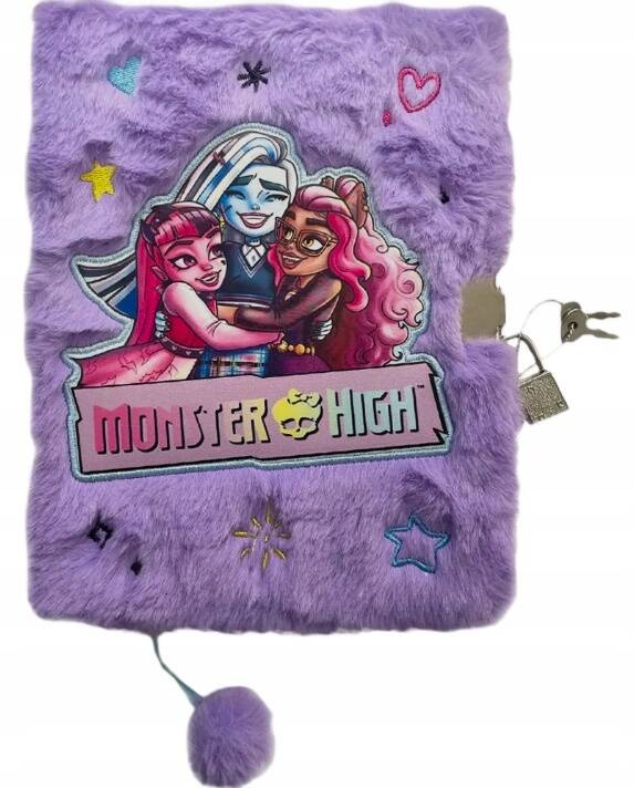 Pluszowy Pamiętnik Z Kłódką Włochacz MONSTER HIGH Lalki A5 96k Majewski_1