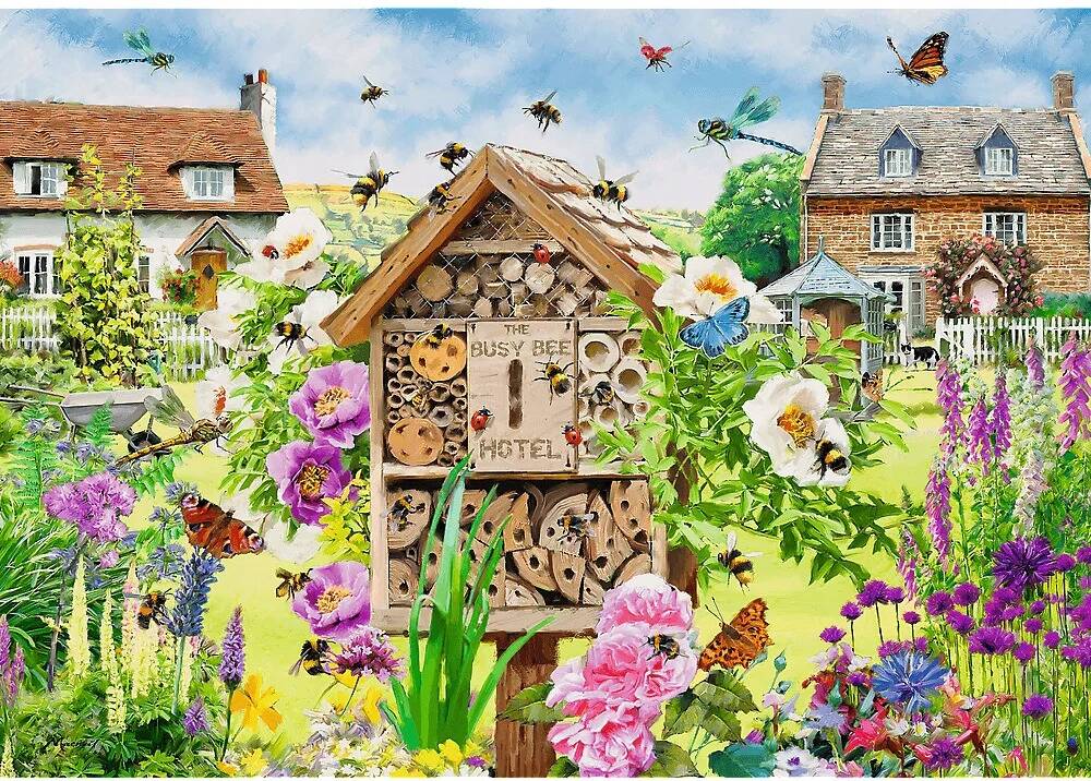 Puzzle 1000 Układanka PSZCZOŁY Owady Dom Dla Pszczółek Rośliny Natura 12+_1