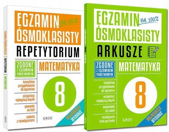 2x Egzamin Ósmoklasisty KOMPLET Matematyka Greg ZESTAW_1