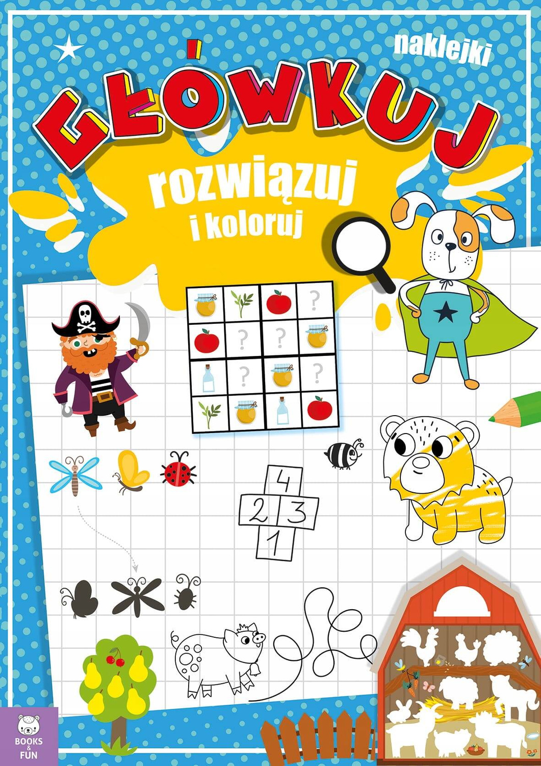 Główkuj Rozwiązuj I Koloruj + Naklejki BooksAndFun_1