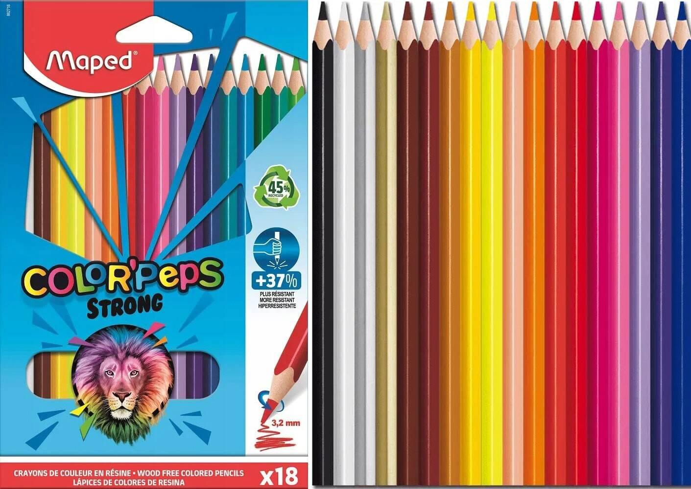 Kredki Trójkątne Color'Peps Strong 18 Kolorów 3,2 mm 6+ Maped_1