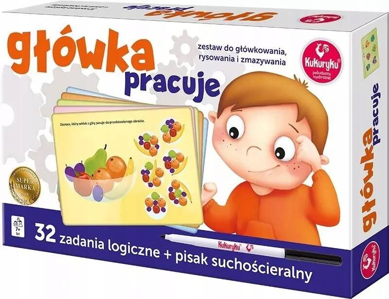 Główka Pracuje Łamigłówki Zadania Logiczne Pisak Suchościeralny 7+ Kukuryku_1