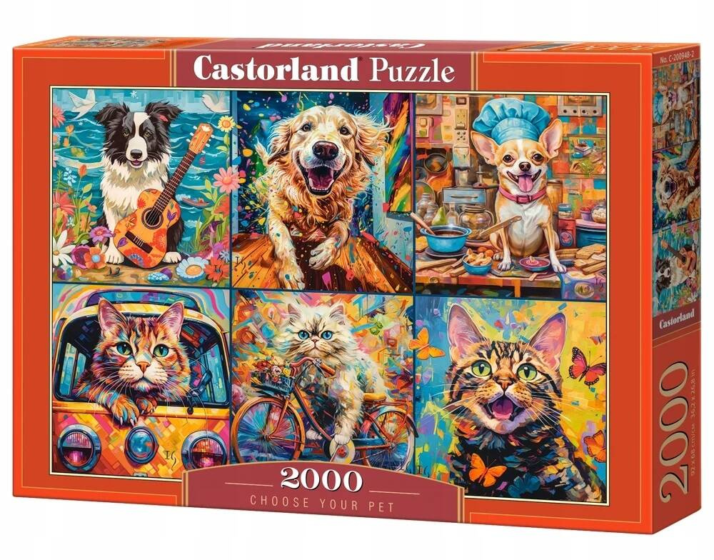 Puzzle 2000 Układanka Pies ZWIERZAKI Kot Psy Koty Pieski Kotki 9+ Castor_2