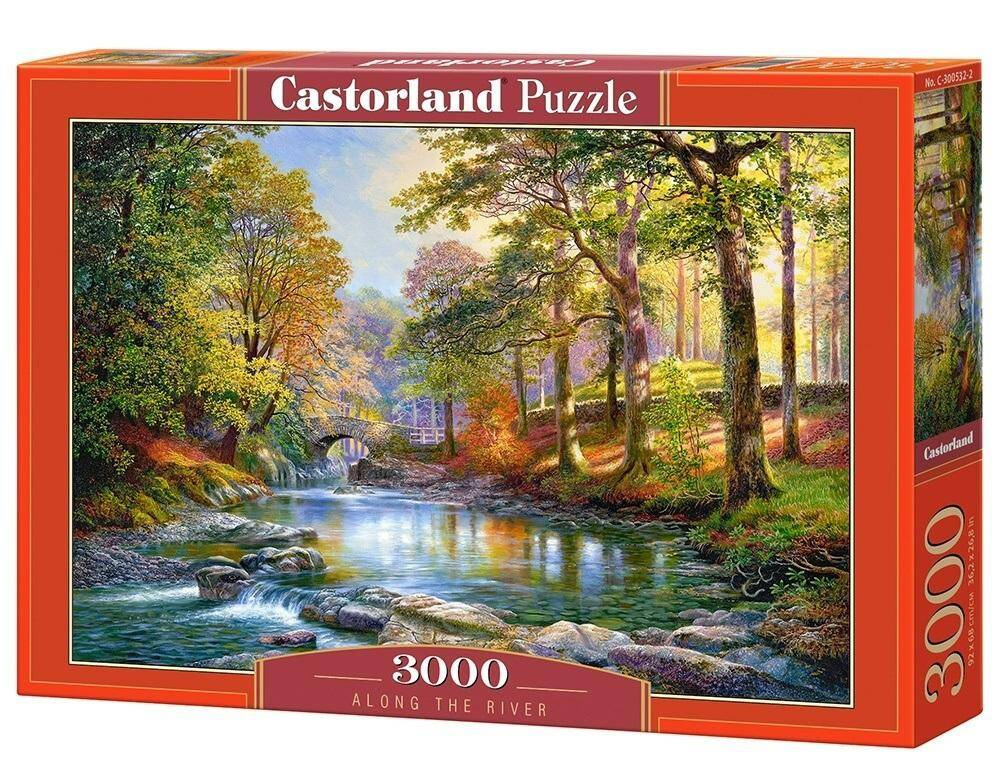 PUZZLE 3000 UKŁADANKA KRAJOBRAZ WIDOK RZEKA LAS MOST 9+ CASTOR_2