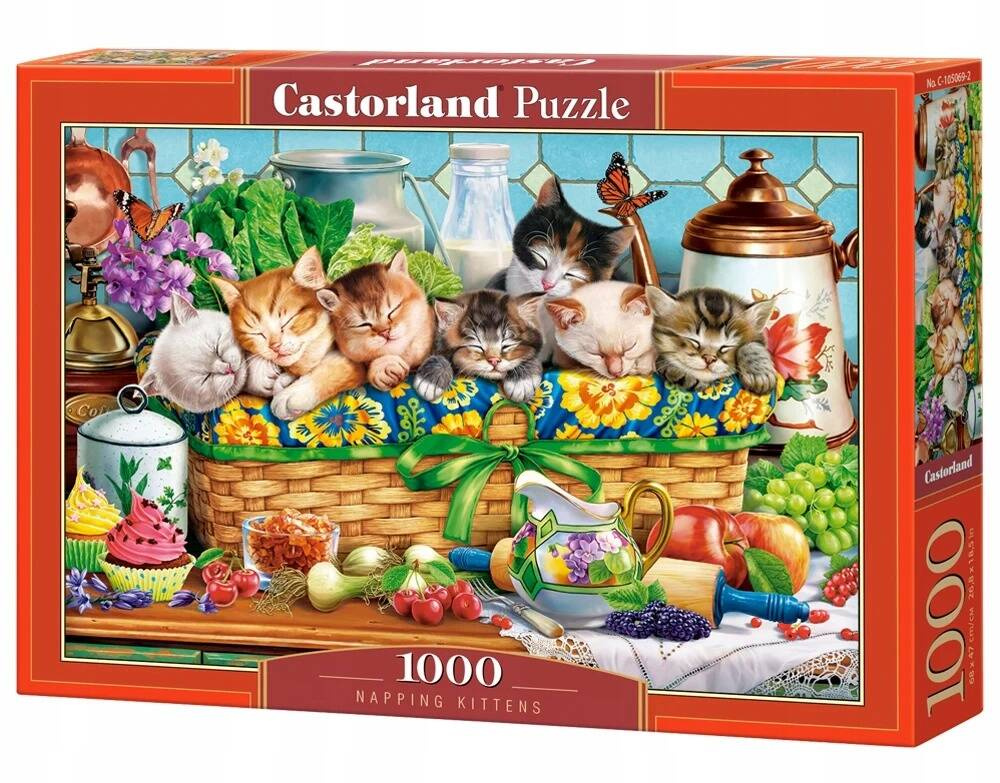 Puzzle 1000 Układanka Kotki KOTY W Koszu Owoce Kotek Śpiące 9+ Castorland_2