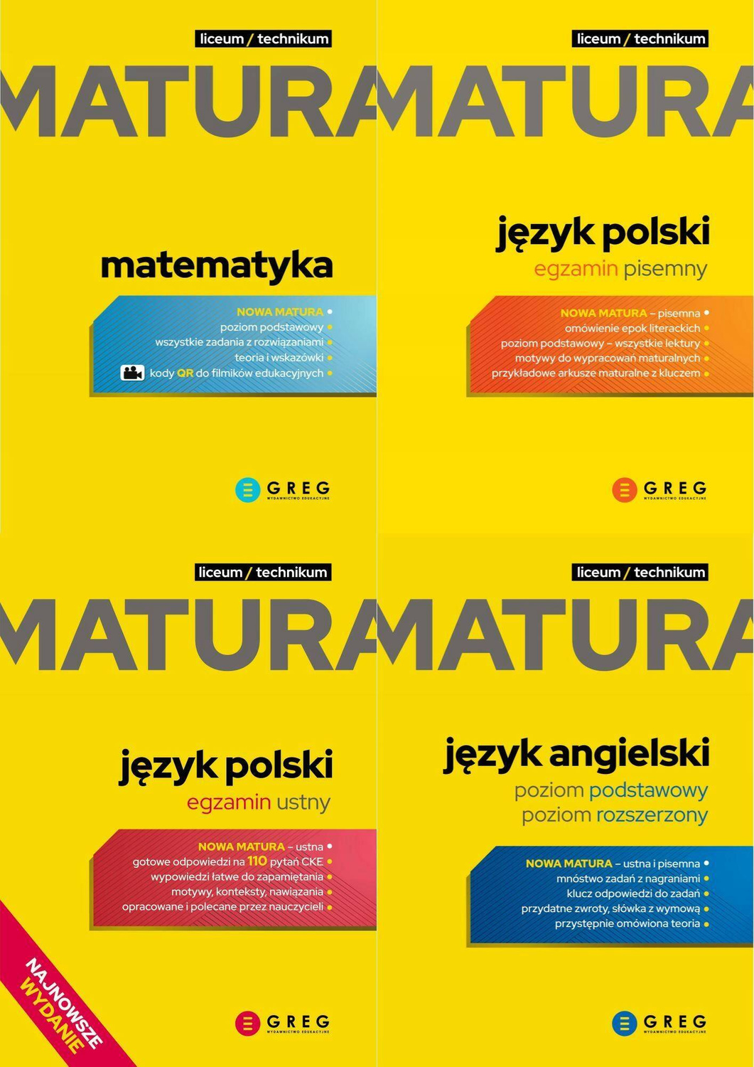 4w1 Nowa Matura 2024 Język Polski Angielski Matematyka Repetytorium Greg_1