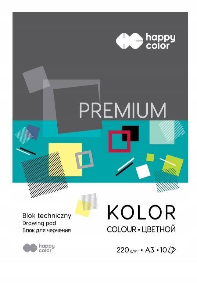 Blok Techniczny A3 10 Kartek 220g KOLOROWY Premium Happy Color_1