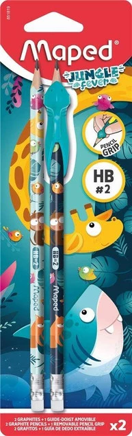 MAPED ZESTAW Ołówek Z Gumką 2 szt. HB + Nakładka Ergonomiczna Do Pisania_2