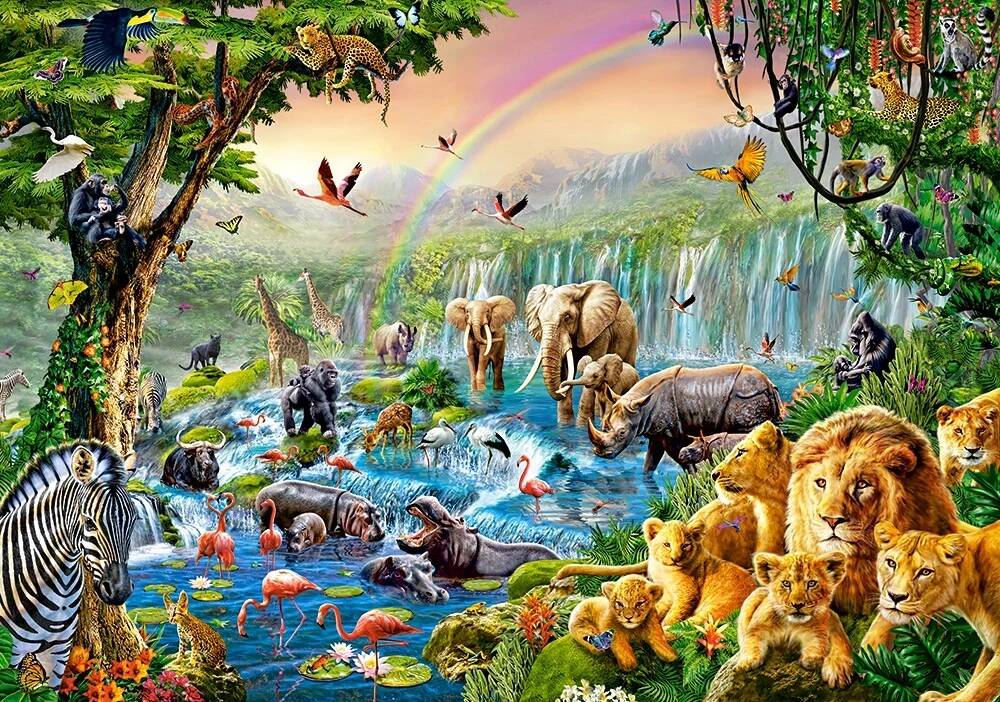 Puzzle 500 Układanka Dżungla DZIKIE ZWIERZĘTA SAFARI Lew Zebra 9+ Castor_1