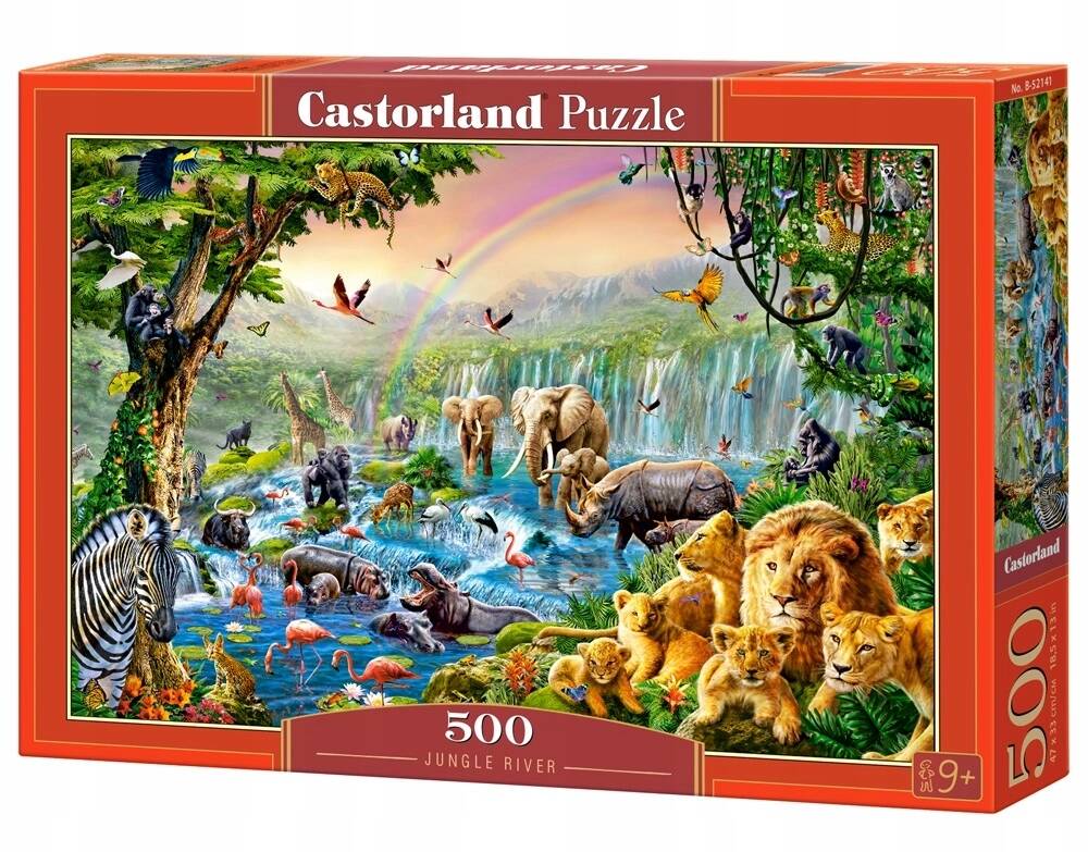 Puzzle 500 Układanka Dżungla DZIKIE ZWIERZĘTA SAFARI Lew Zebra 9+ Castor_2