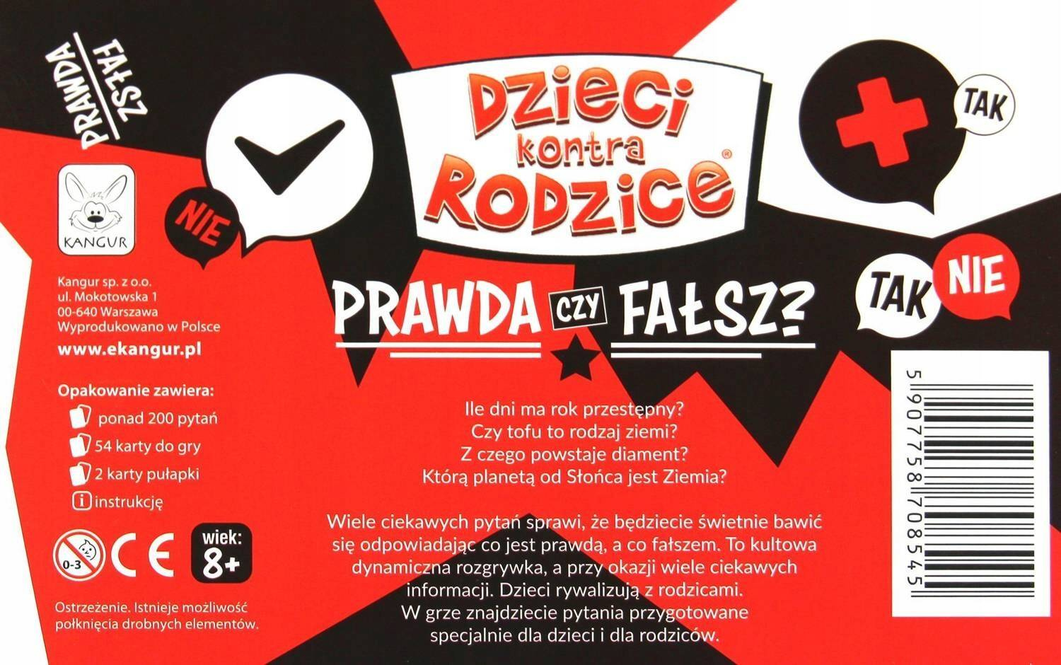 Dzieci Kontra Rodzice Prawda Czy Fałsz? Quiz Gra Rodzinna 8+ Kangur_4