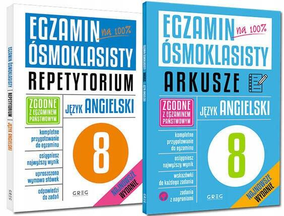 Egzamin Ósmoklasisty KOMPLET Repetytorium Arkusze J. Angielski Greg_1