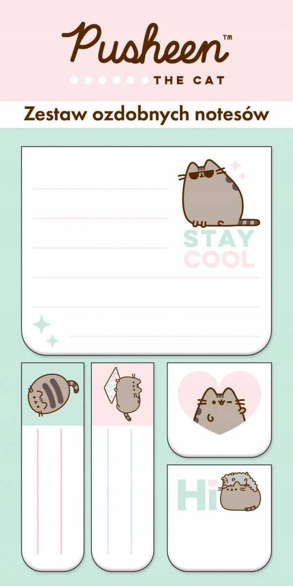 PUSHEEN Kot Samoprzylepne Karteczki Indeksujące Notesy 5 szt. St. Majewski_1