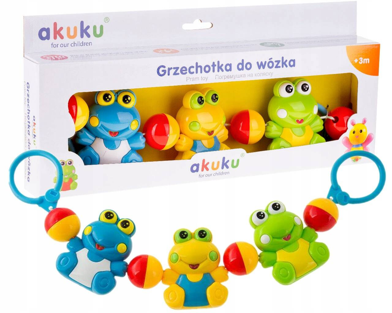 Grzechotka Zawieszka Do Wózka Łóżka ŻABKI Sensory Akuku 0353_1