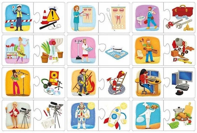 Puzzle Edukacyjne Zawody i Atrybuty Układanka 3+ Adamigo 7769_2