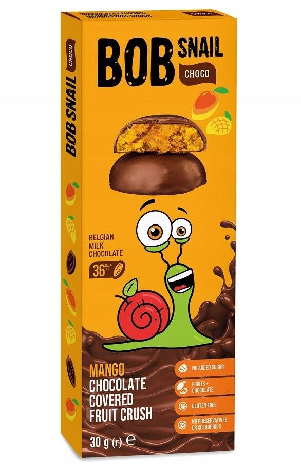 Ciasteczko Owocowe Mango W Mlecznej Czekoladzie Belgijskiej 30g BOB SNAIL_1