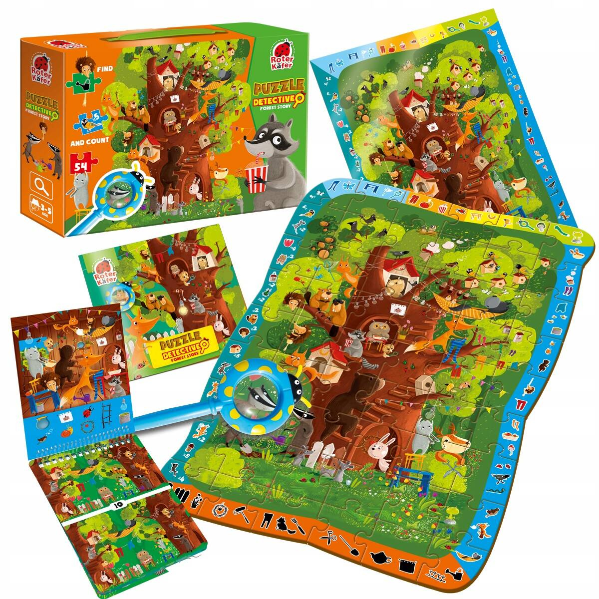 Puzzle Gra Edukacyjna Detektyw FOREST STORY Z Lupą 3+ Roter Kafer_1