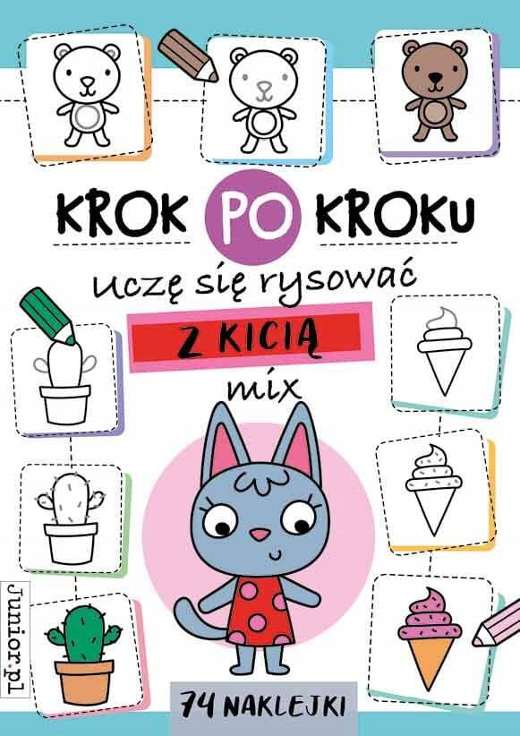 Uczę Się Rysować Z Kicią NAUKA RYSOWANIA Mix Naklejki BooksAndFun_1