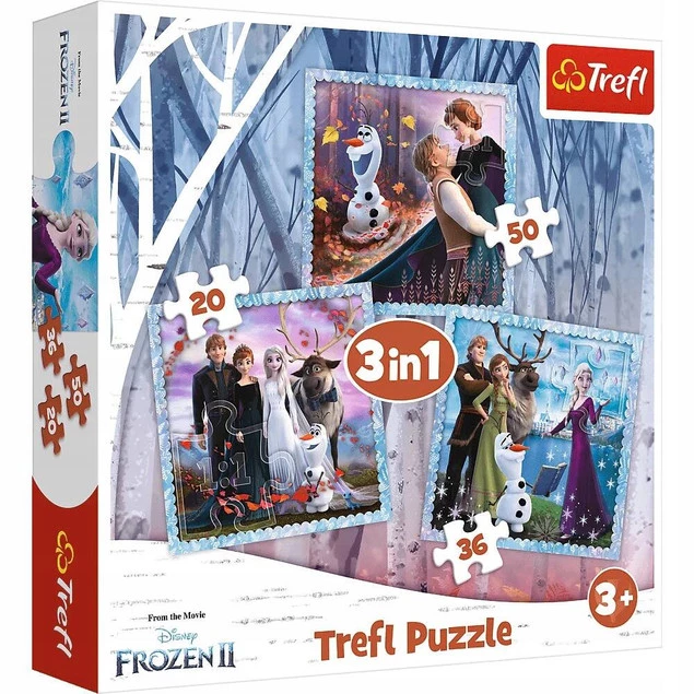 Puzzle 3w1 Układanka KRAINA LODU Magiczna Opowieść ELZA OLAF Anna 3+ Trefl_1