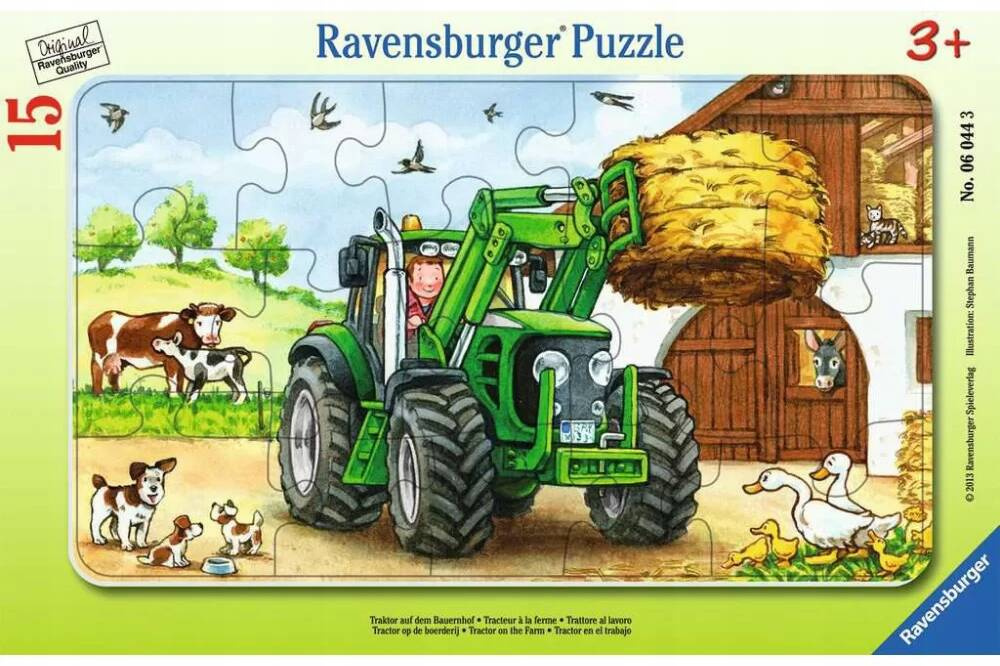 Puzzle Ramkowe 15 Układanka TRAKTOR Wieś Farma Pojazd Pole 3+ Ravensburger_1