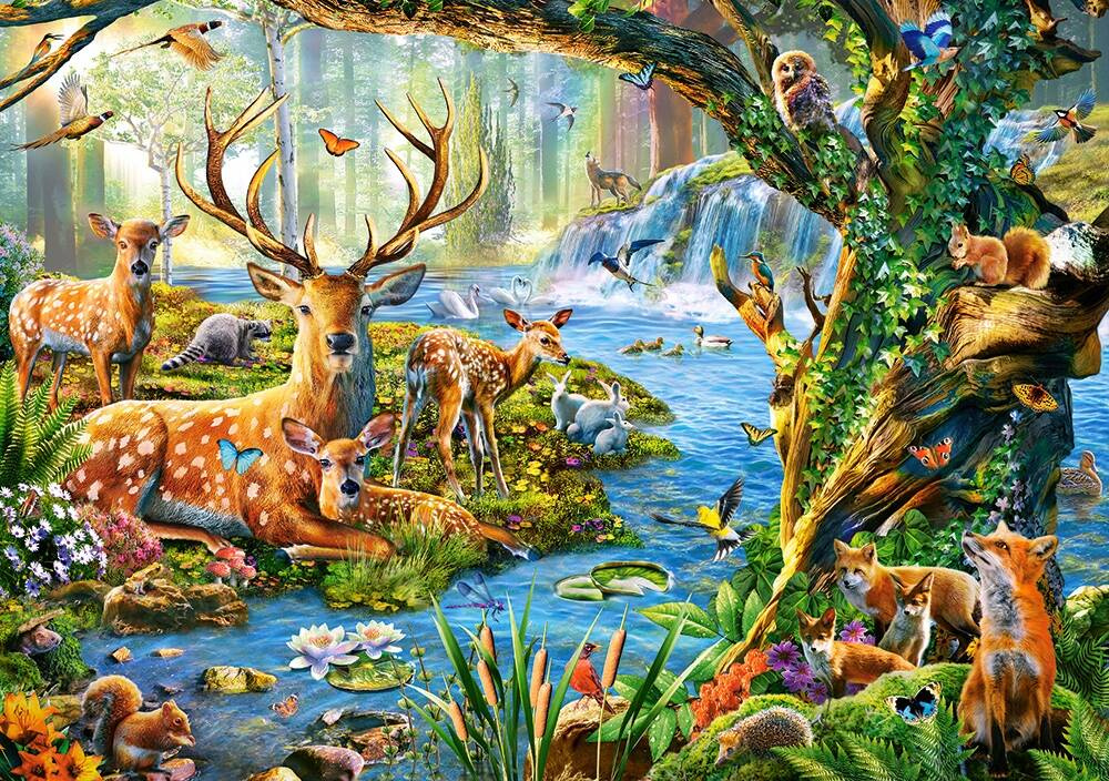 Puzzle 500 Układanka Las JELEŃ Jelonki Krajobraz Natura Obraz 8+ Castorland_1