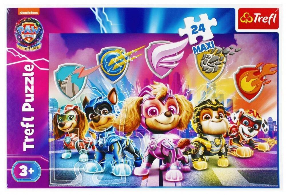 PUZZLE 24 MAXI UKŁADANKA PSI PATROL PAW PIESKI MIGHTY PUPS MOVIE 3+ TREFL_1