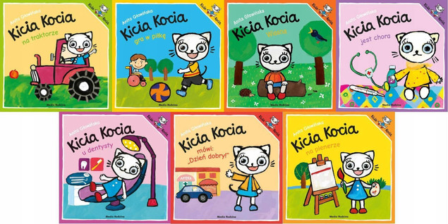 KICIA KOCIA Pakiet 7 Kolorowych Książeczek Dla Dzieci Anita Głowińska 0+_1