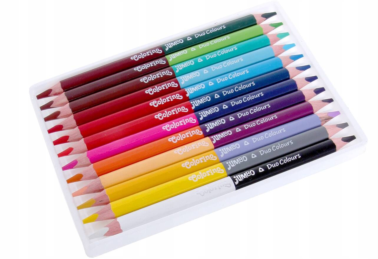 Kredki Trójkątne Dwustronne Jumbo 12 Sztuk 24 Kolory Colorino 51880_2