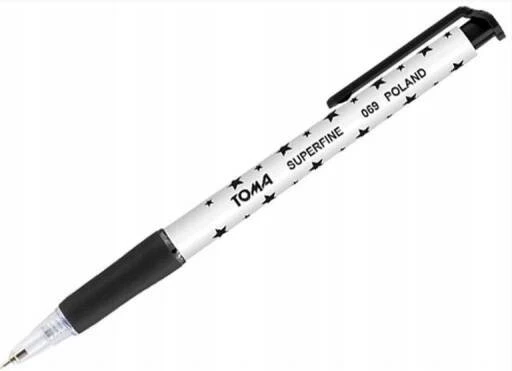 Długopis Biurowy Automatyczny Czarny Superfine W Gwiazdki 0,5mm TOMA x20_2