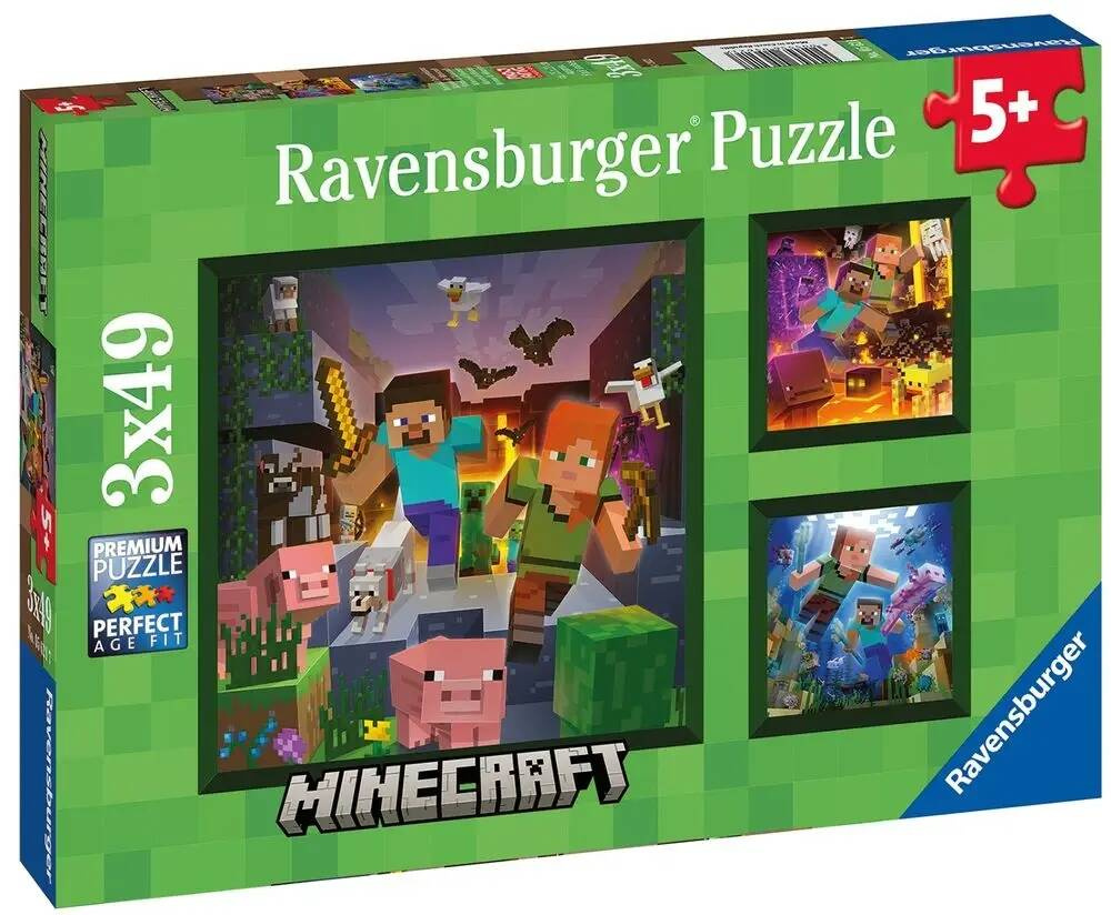 Puzzle 3x49 Układanka 147 el. MINECRAFT Gra Gaming 5+ Ravensburger_5