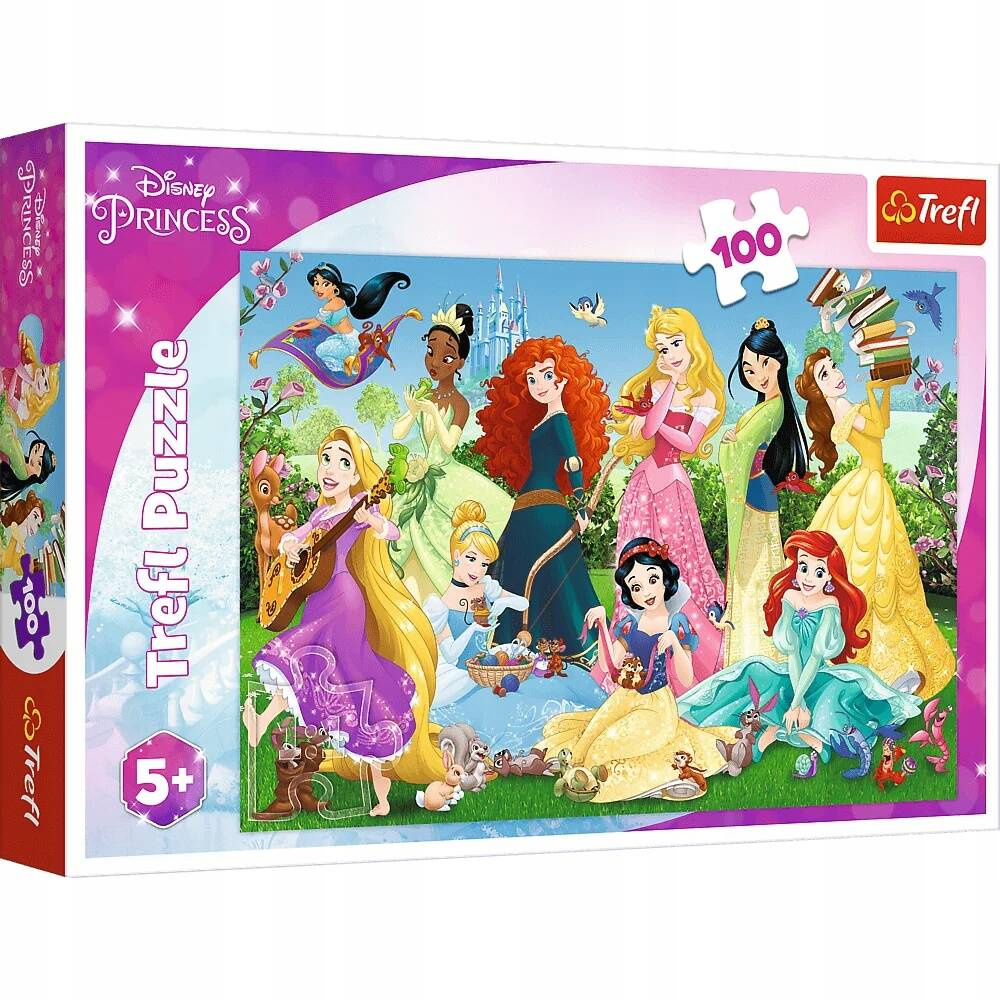 Puzzle 100 Układanka KSIĘŻNICZKI Disney Ariel Bella Śnieżka 5+ Trefl 16417_2