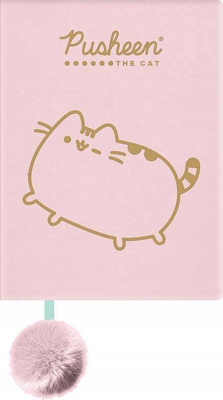 Pamiętnik Pluszowy Notes PUSHEEN + 3x Długopis Wymazywalny Kotek Majewski_2