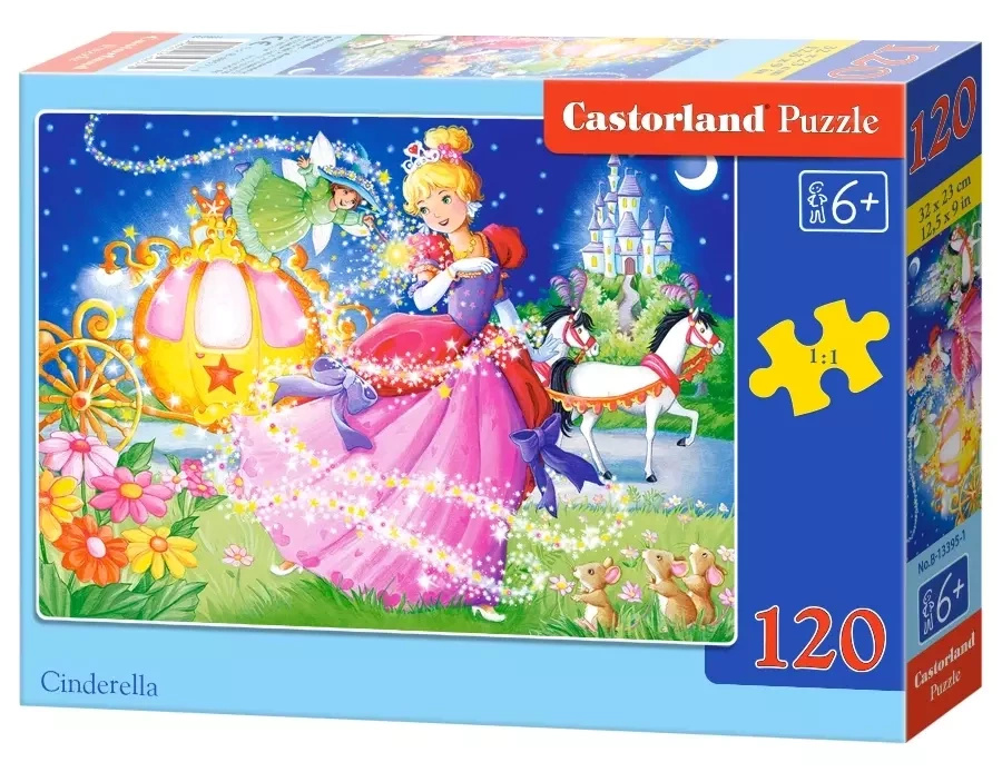 Puzzle 120 Układanka Księżniczka KOPCIUSZEK Wróżka Zamek Koń 6+ Castorland_2