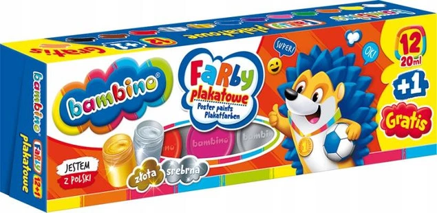 Farby Plakatowe 12 Kolorów Srebrna Złota + Kredki Dwustronne 24/48 Bambino_3