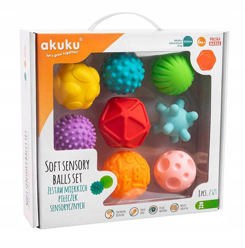 Akuku Piłeczki SENSORYCZNE Sensory Zestaw Piłeczek 6M+ Akuku A0452_3