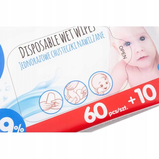 Akuku Chusteczki Wodne 99% NAWILŻANE WODĄ 420 Sztuki Akuku A0031_4